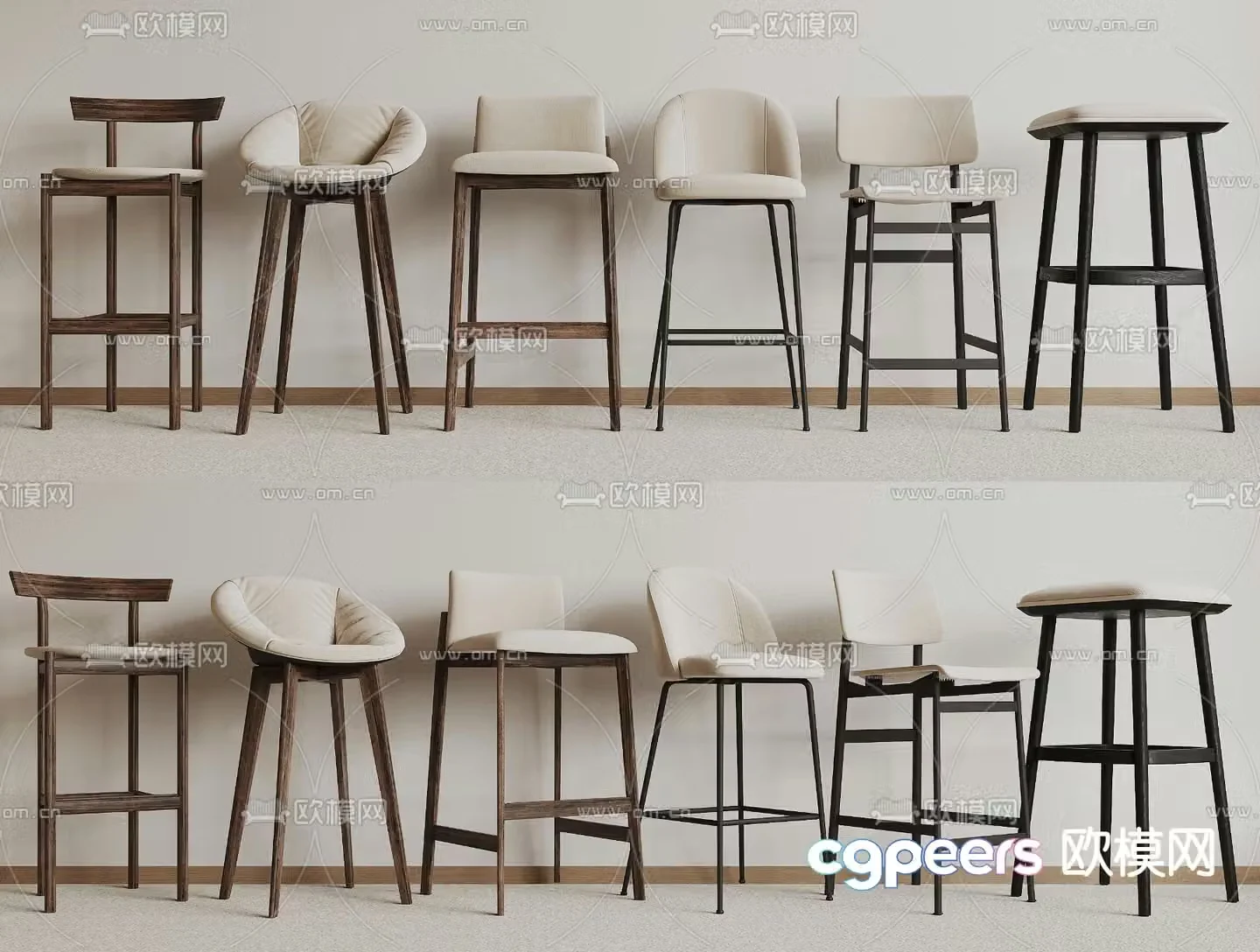 Wabi Sabi bar stool bar stool high stool 3d model