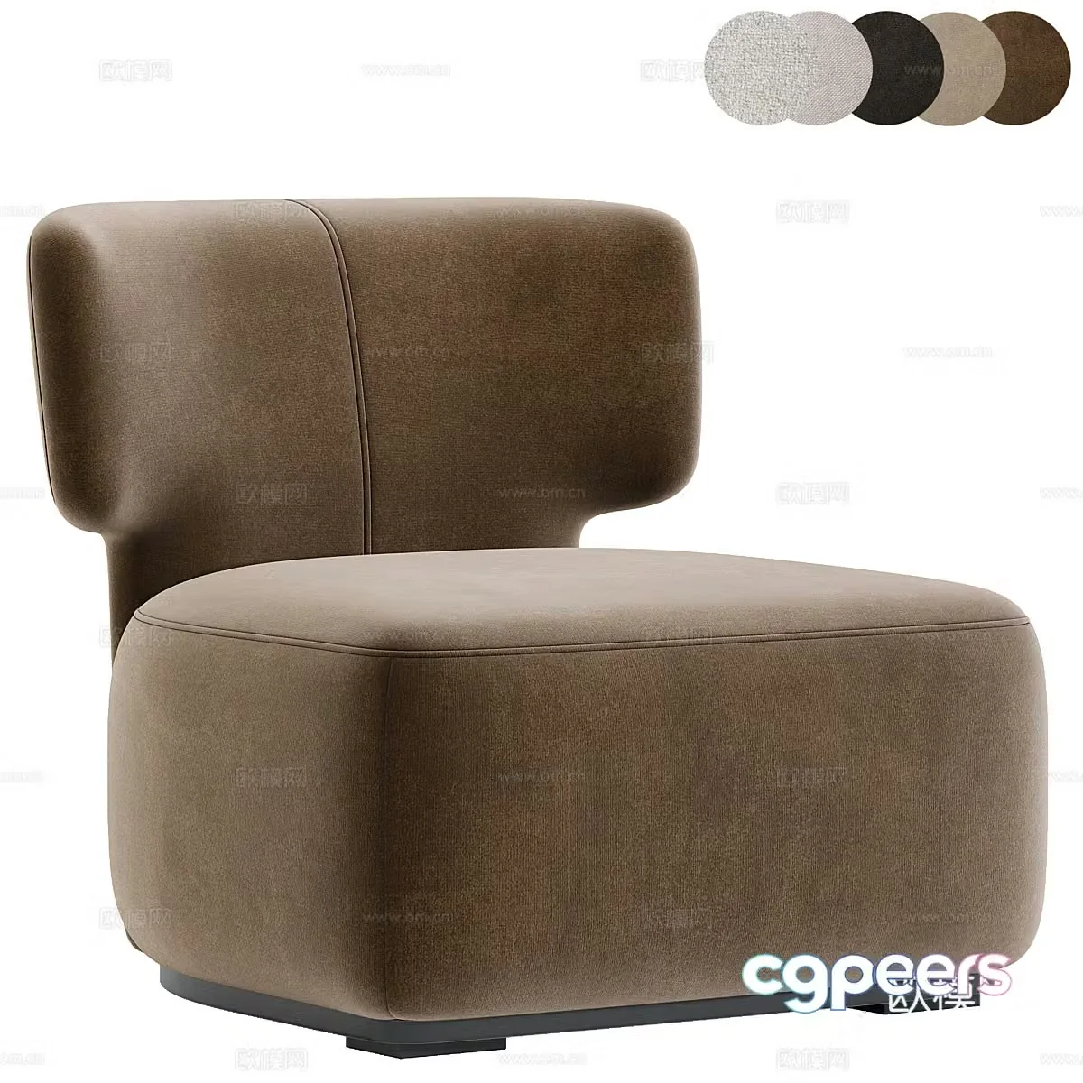 New Chinese style light luxury fabric sofa chair 3D model
