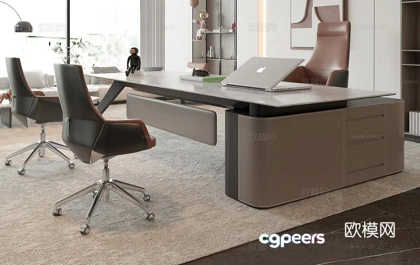 Modern office desk desk chair 3d model