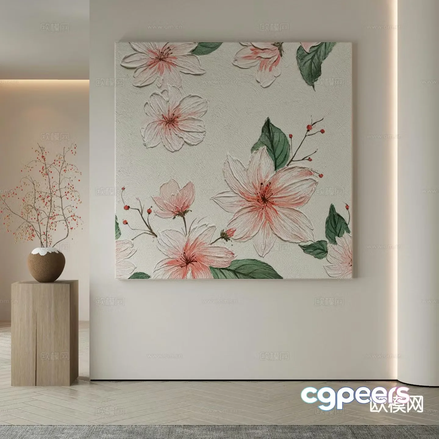 Modern decorative painting flower hanging painting oil painting 3d model