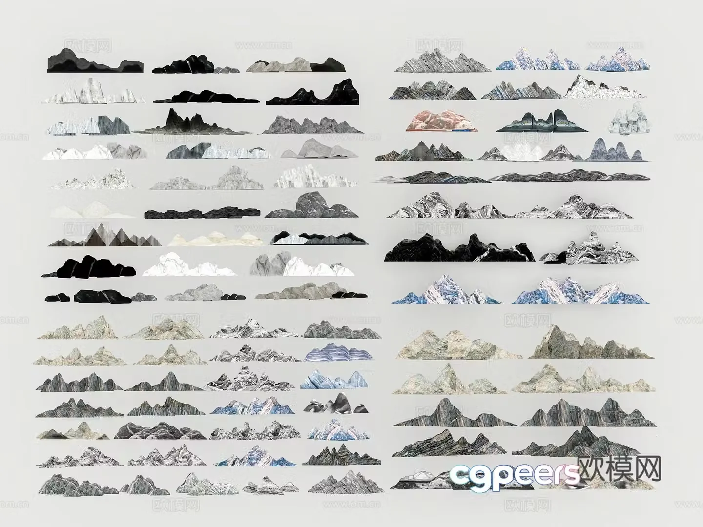 New Chinese-style snow wave stone rockery stone set stone stone 3d model
