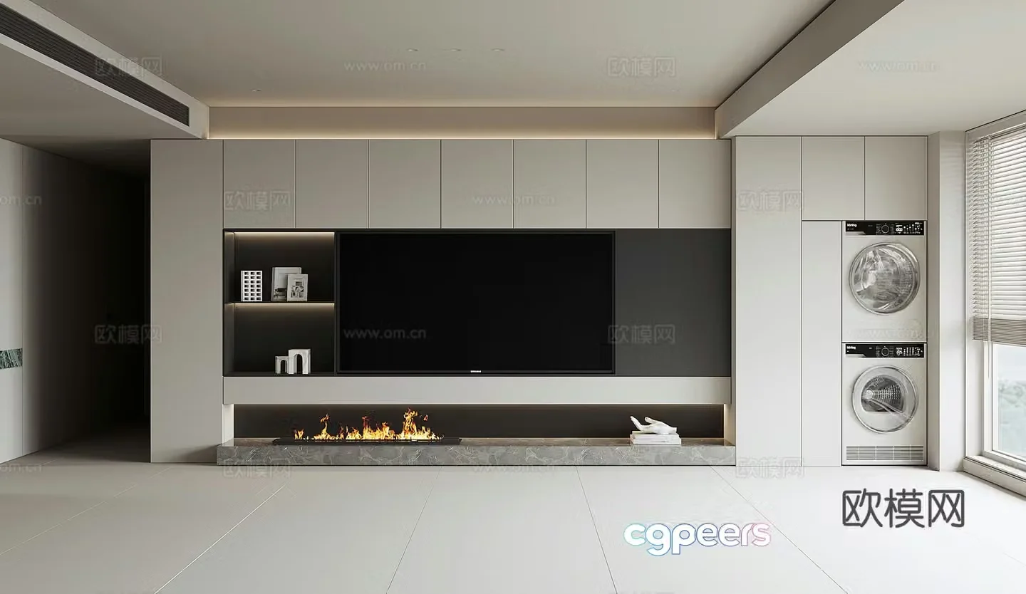 Modern TV background wall 3d model