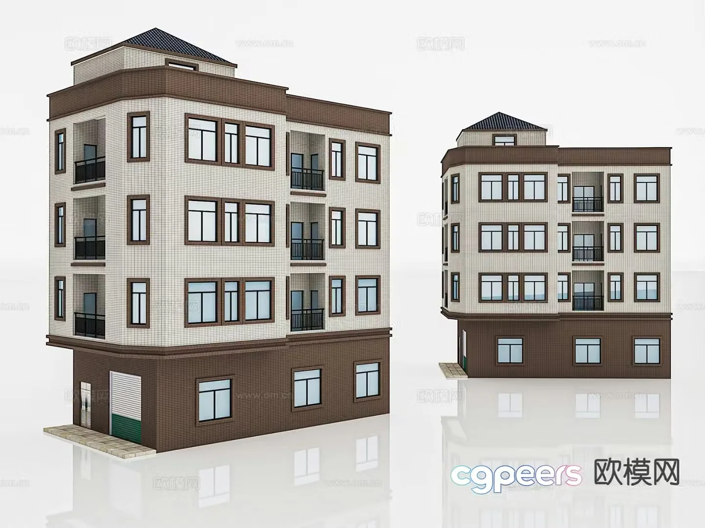 Multi-story residential building building house single building 3D model