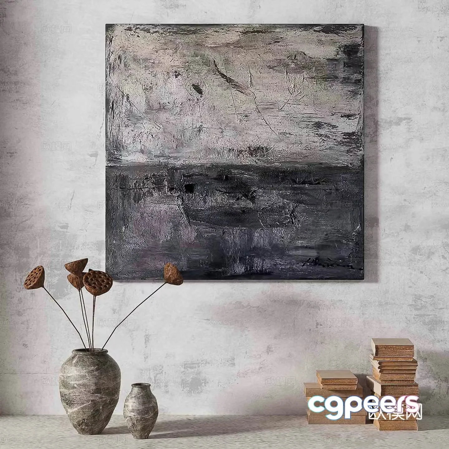 Wasabi light luxury abstract decorative painting 3d model