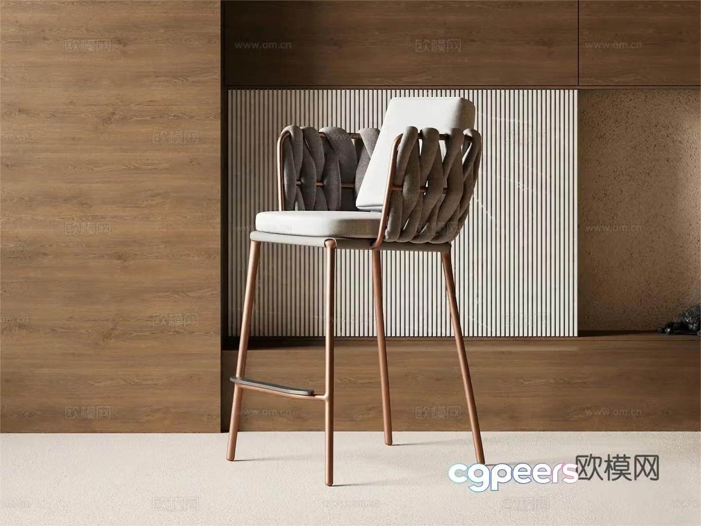 Modern bar chair_cloth chair_bar chair 3D model