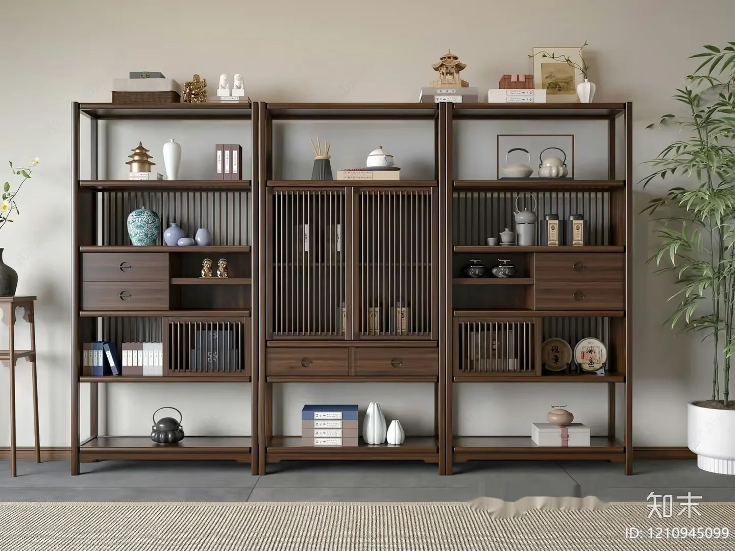 A Brown Wooden Shelf 3D Model – 19760 – VRAY Render