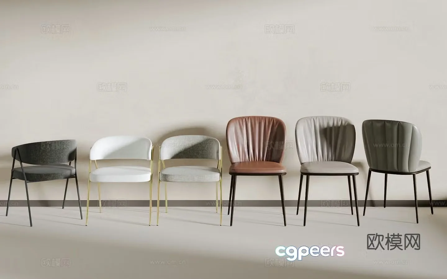 Light luxury dining chair 3D model