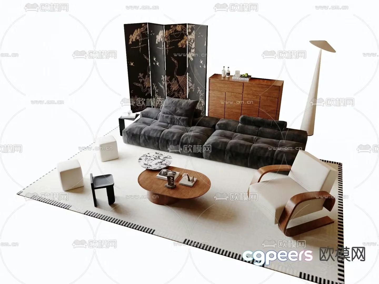 Medieval style modular sofa 3D model