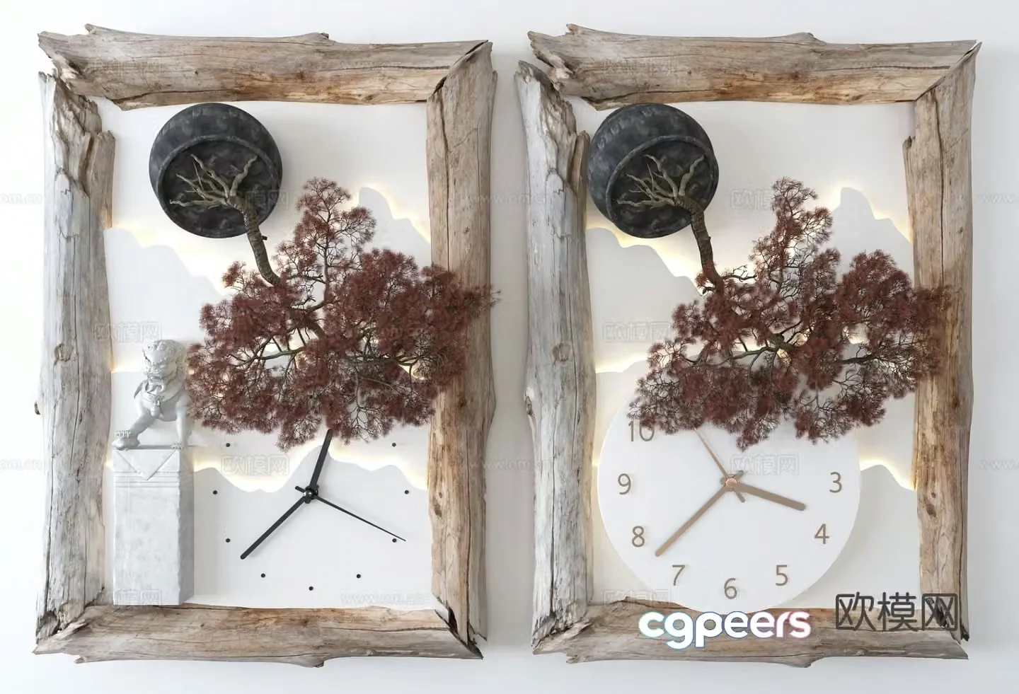 Clock wall decoration plant hanging 3d model