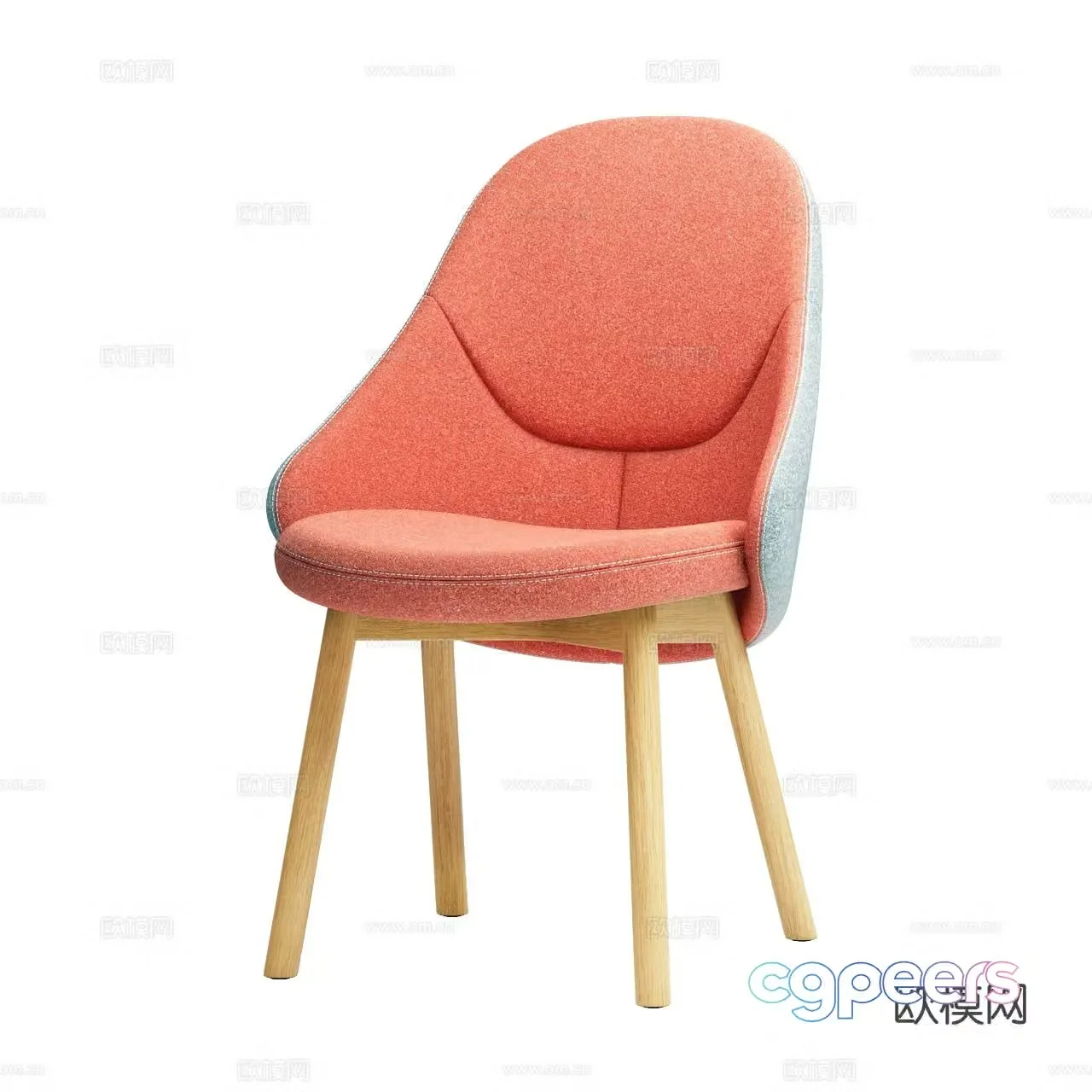 Ton Nordic single chair dining chair fabric single chair fabric dining chair oak chair 3d model