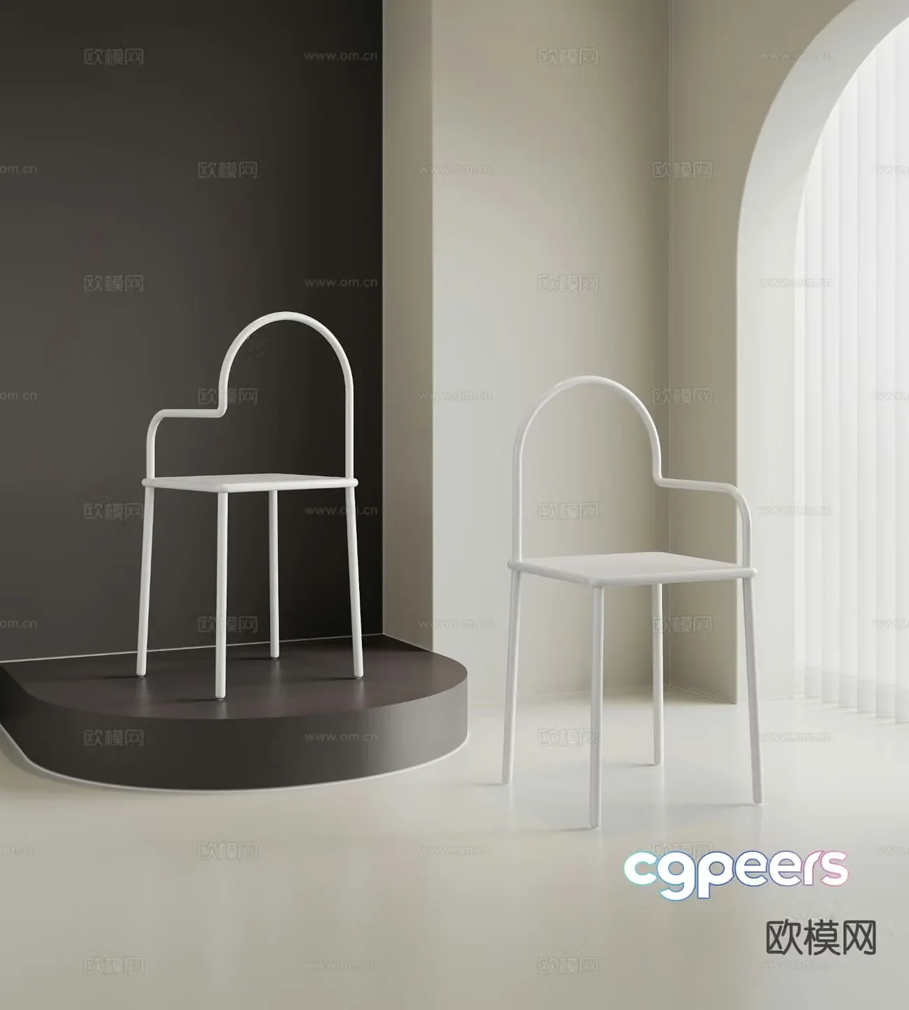 Modern leisure chair dining chair single chair metal chair 3d model
