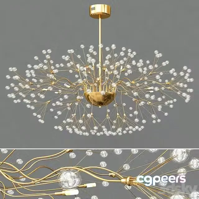 3ds Max Free – Modern Golden Glass Chandelier_1