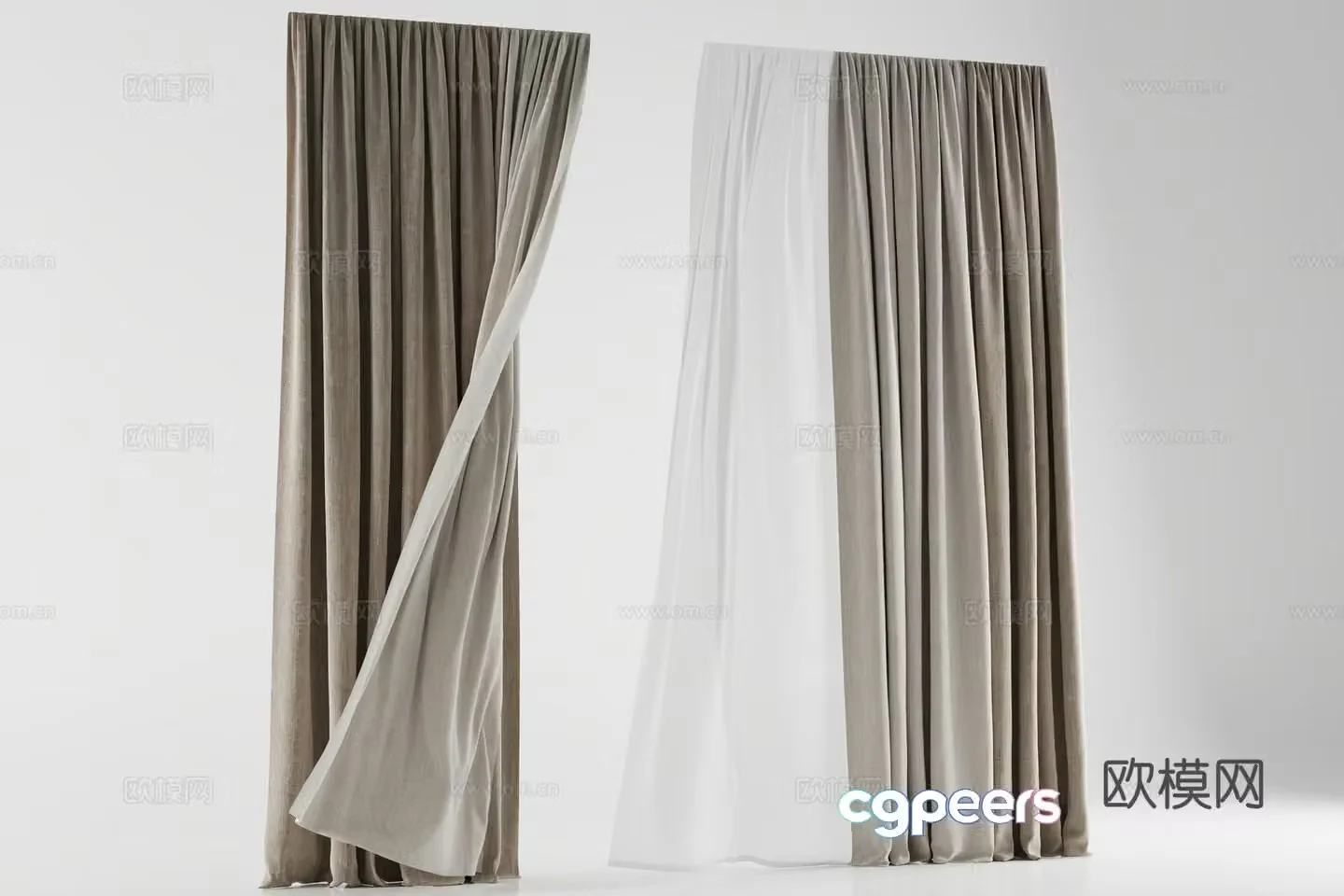 Curtains 3d model of gauze curtains