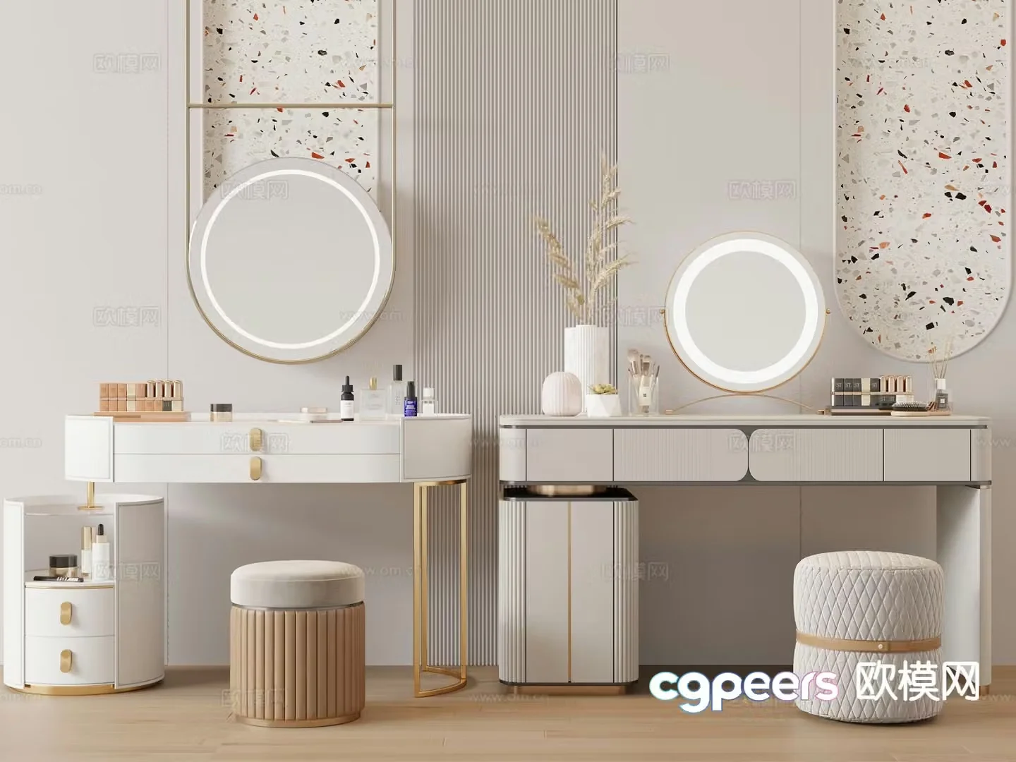 Cream style dresser 3d model