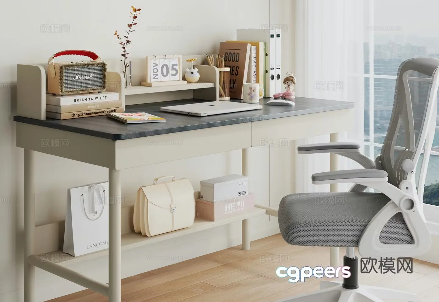 Modern desk computer desk 3d model