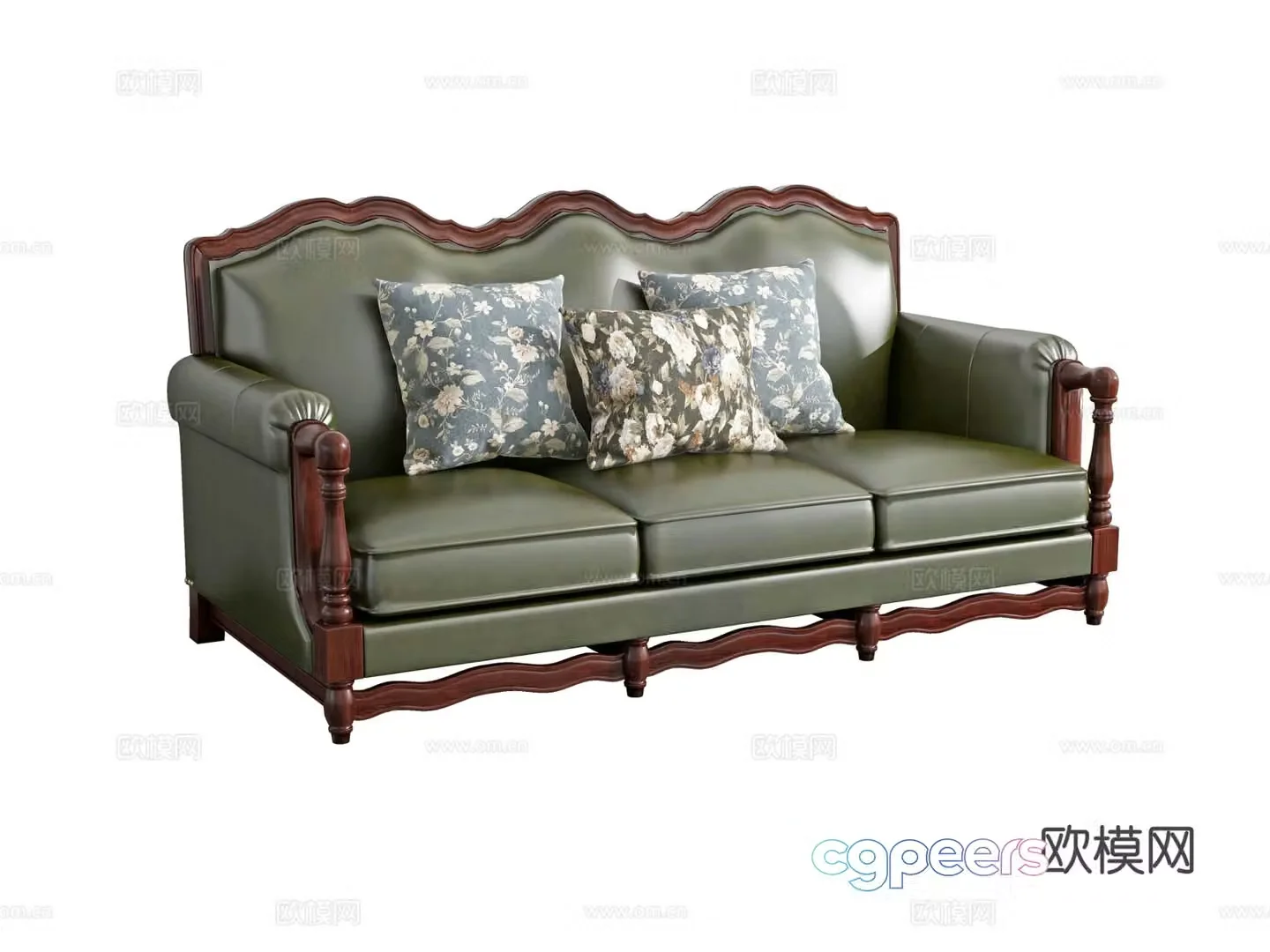 Three seater sofa leather sofa 3d model