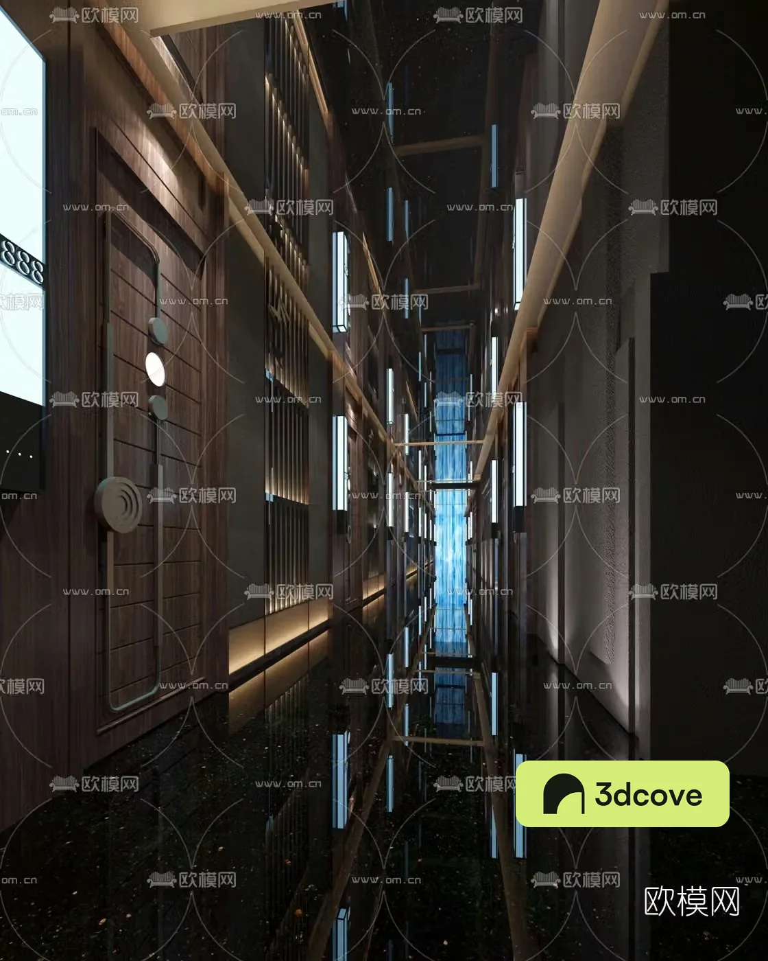 New Chinese-style hotel room aisle