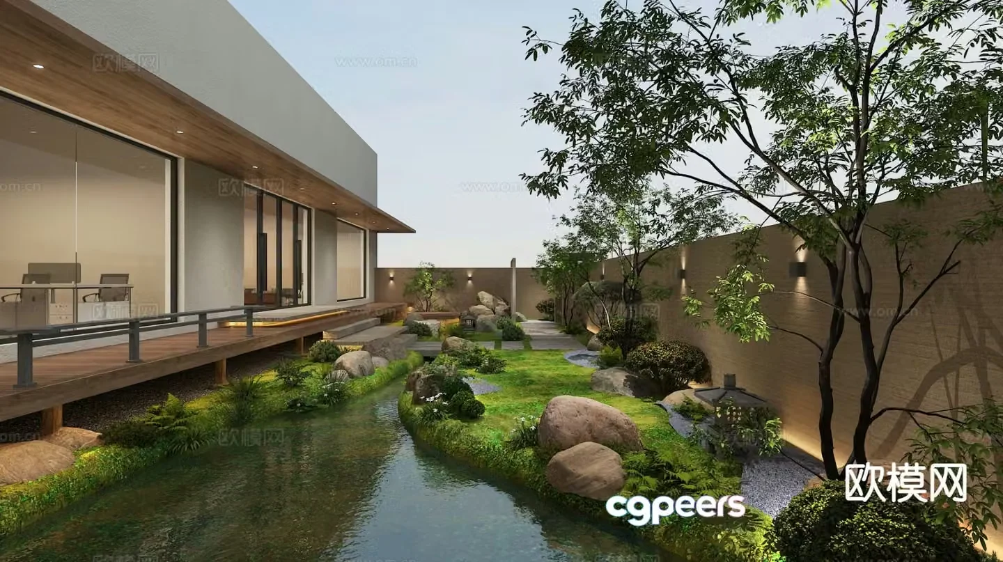 Villa courtyard garden 3d model