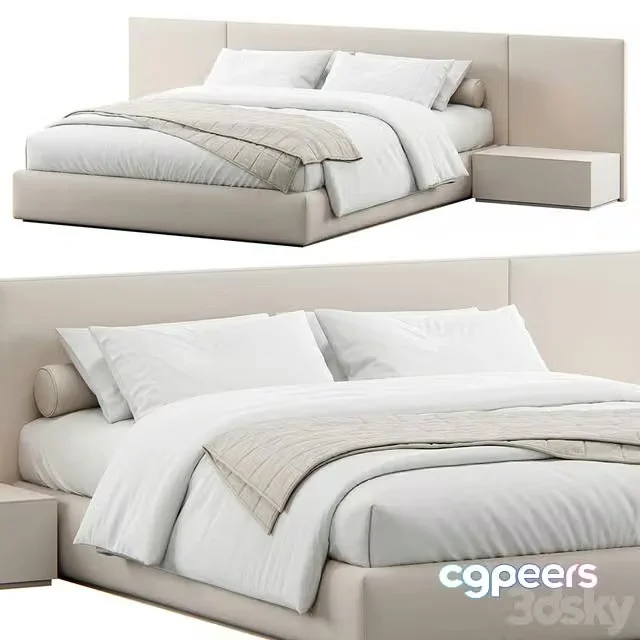3ds Max Free – Contemporary Upholstered Headboard Bed
