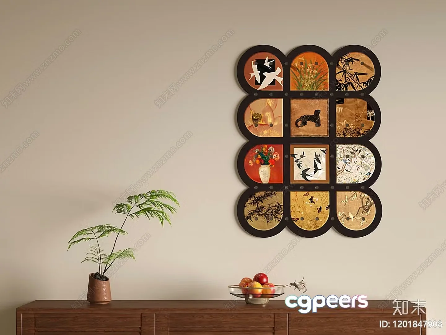 Artistic Wall Display 3D Model – 6381 – VRAY Render