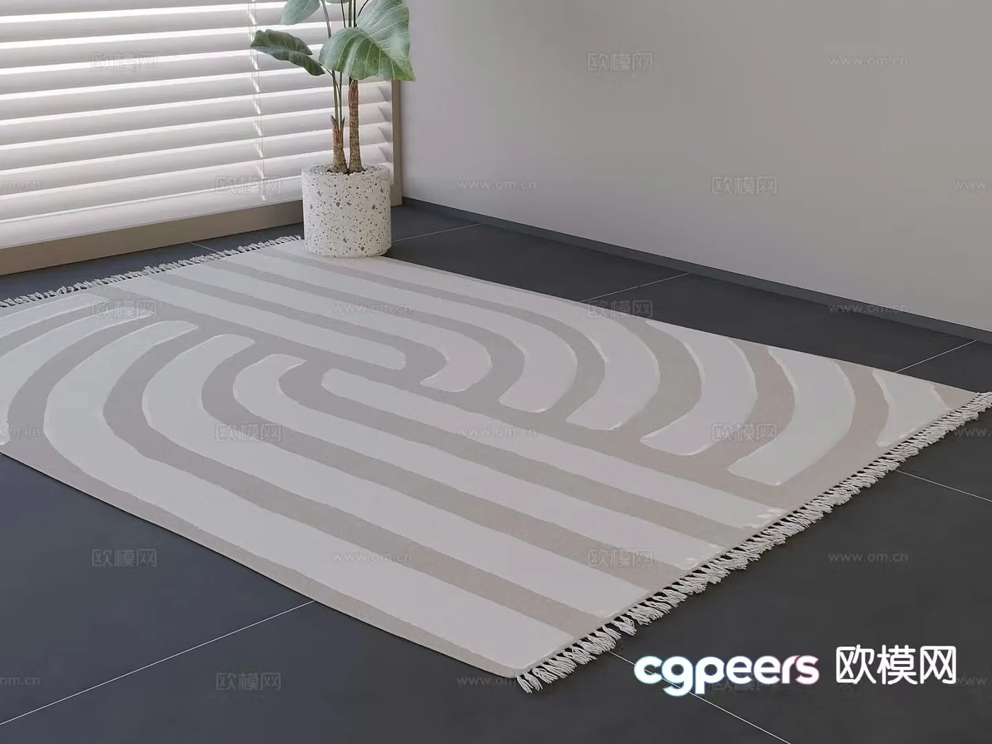 Modern fabric carpet square carpet 3d model