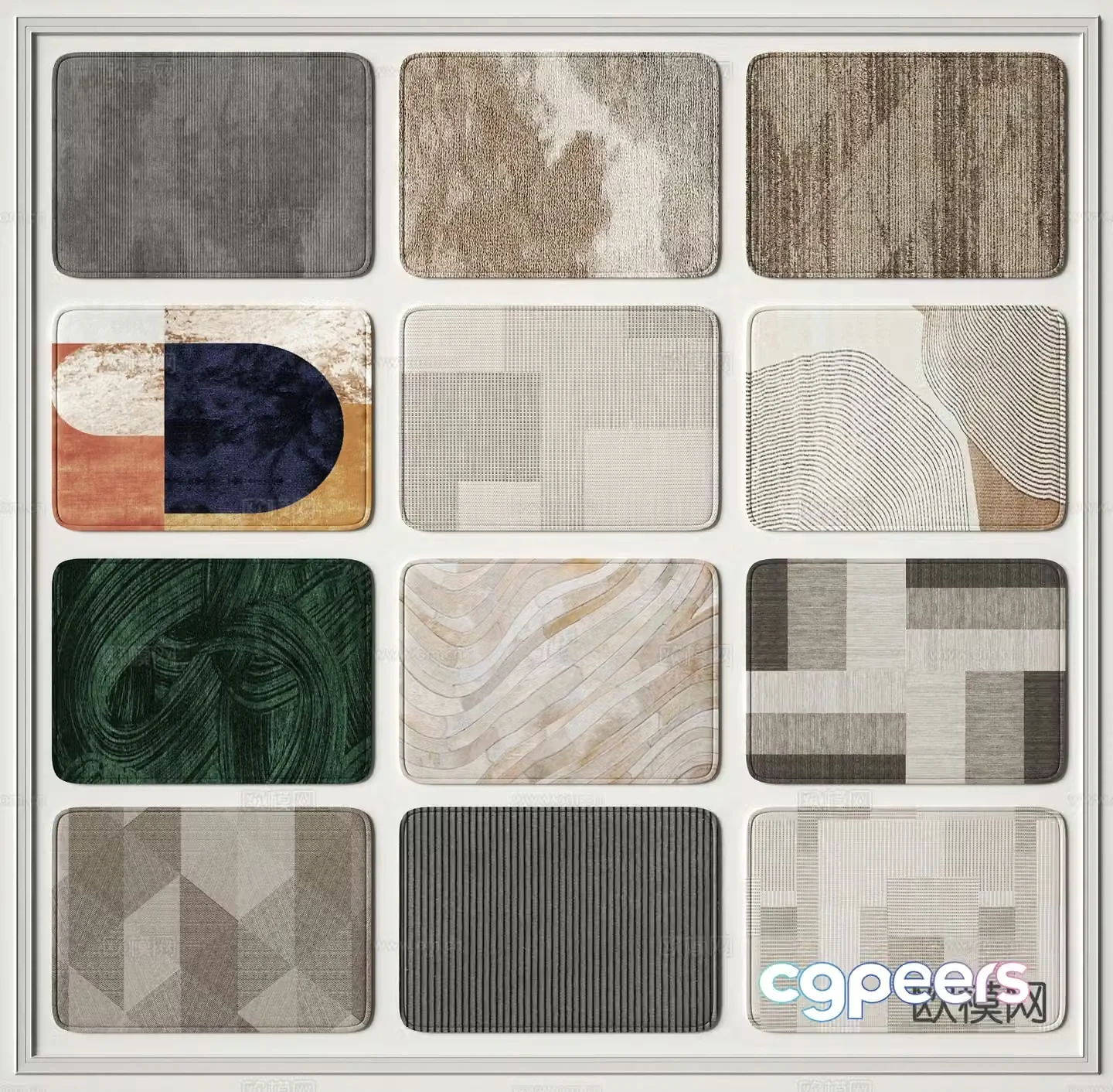 abstract carpet square rug 3d model
