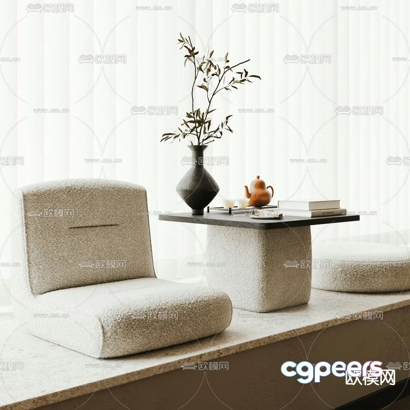 Leisure tables and chairs bay window tables and chairs Kang table 3D model