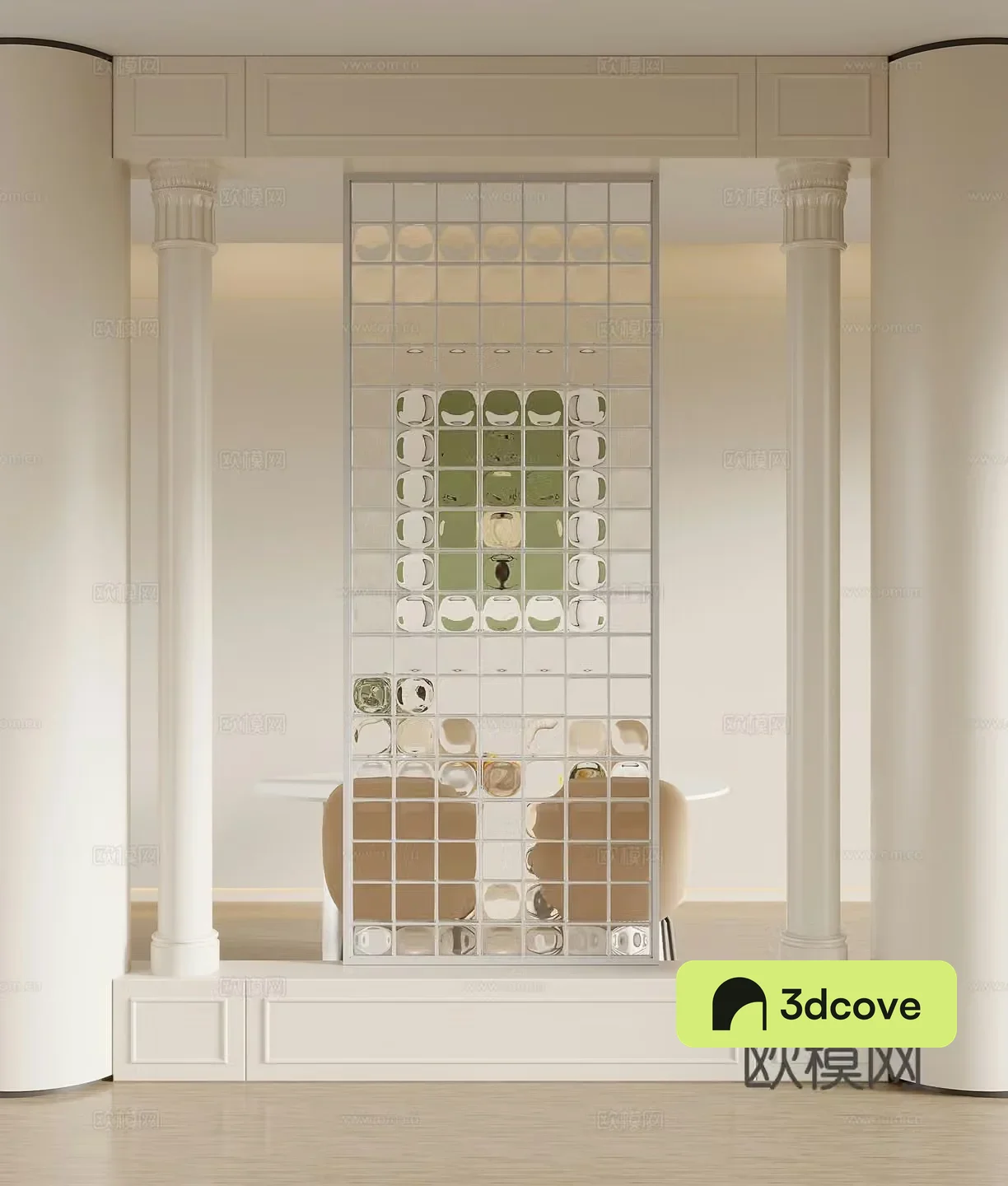 Partition French Cream Style Restaurant Partition Background Wall Dining Table and Chair