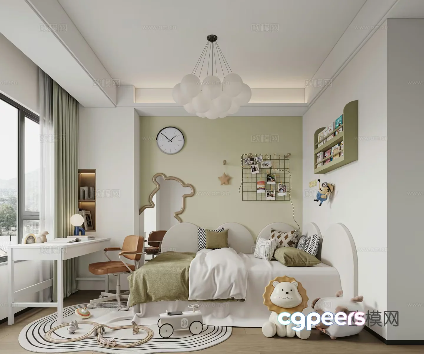 Modern White And Brown Children’S Bedroom 3D Model – 8337 – VRAY Render