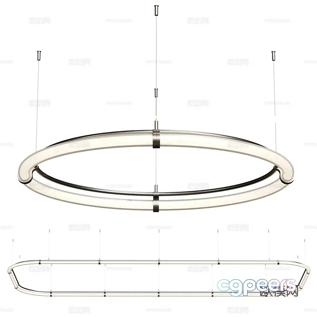 Modern Italian minimalist round linear chandelier 3d model