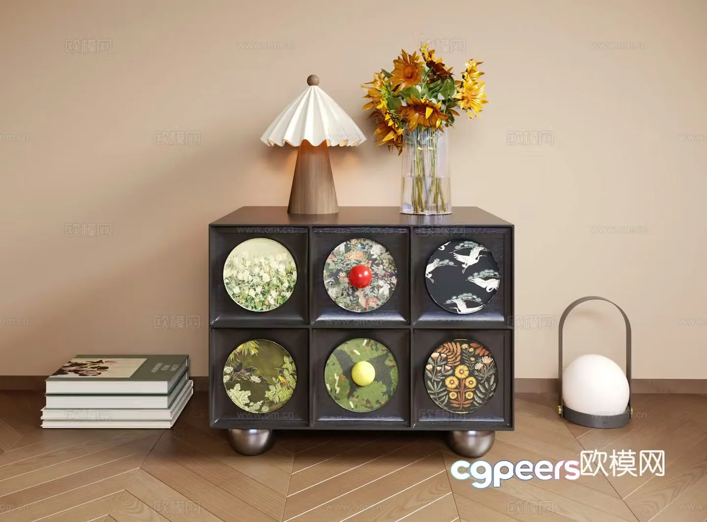 Medium retro bedside table 3d model