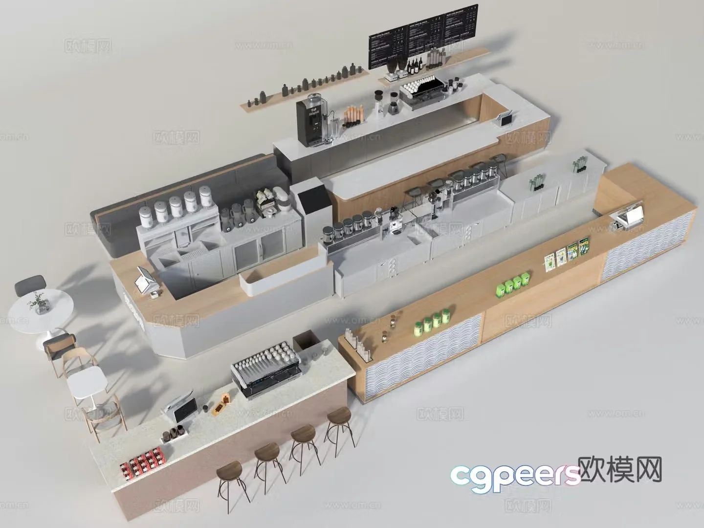 Milk tea shop material 3d model