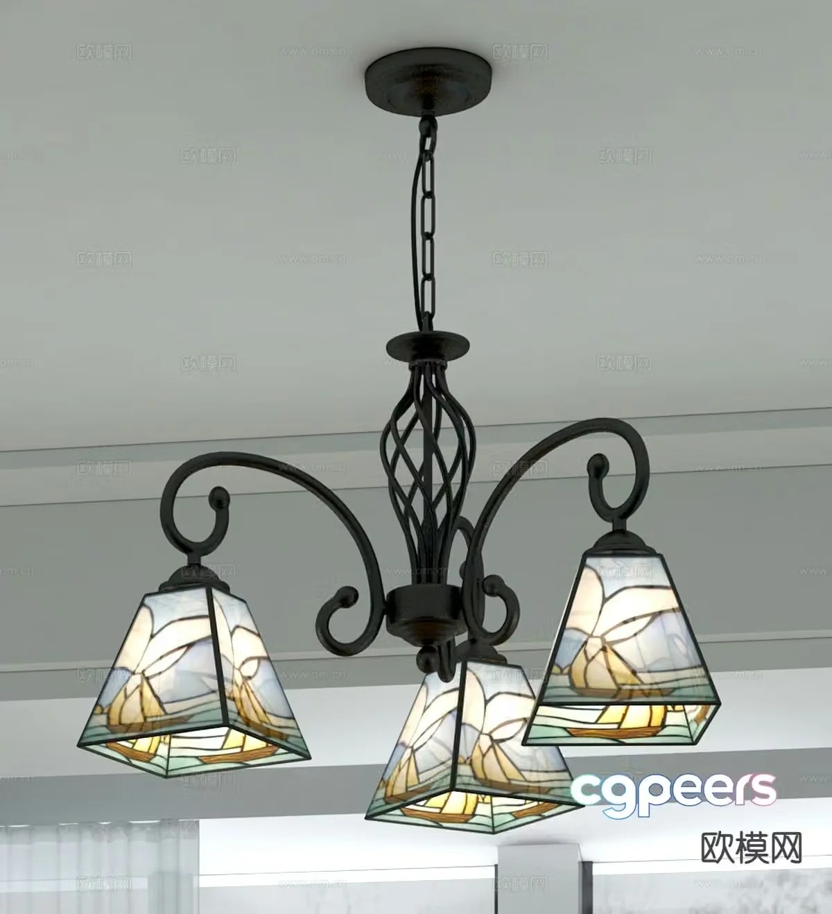 French chandelier multi-head chandelier 3d model