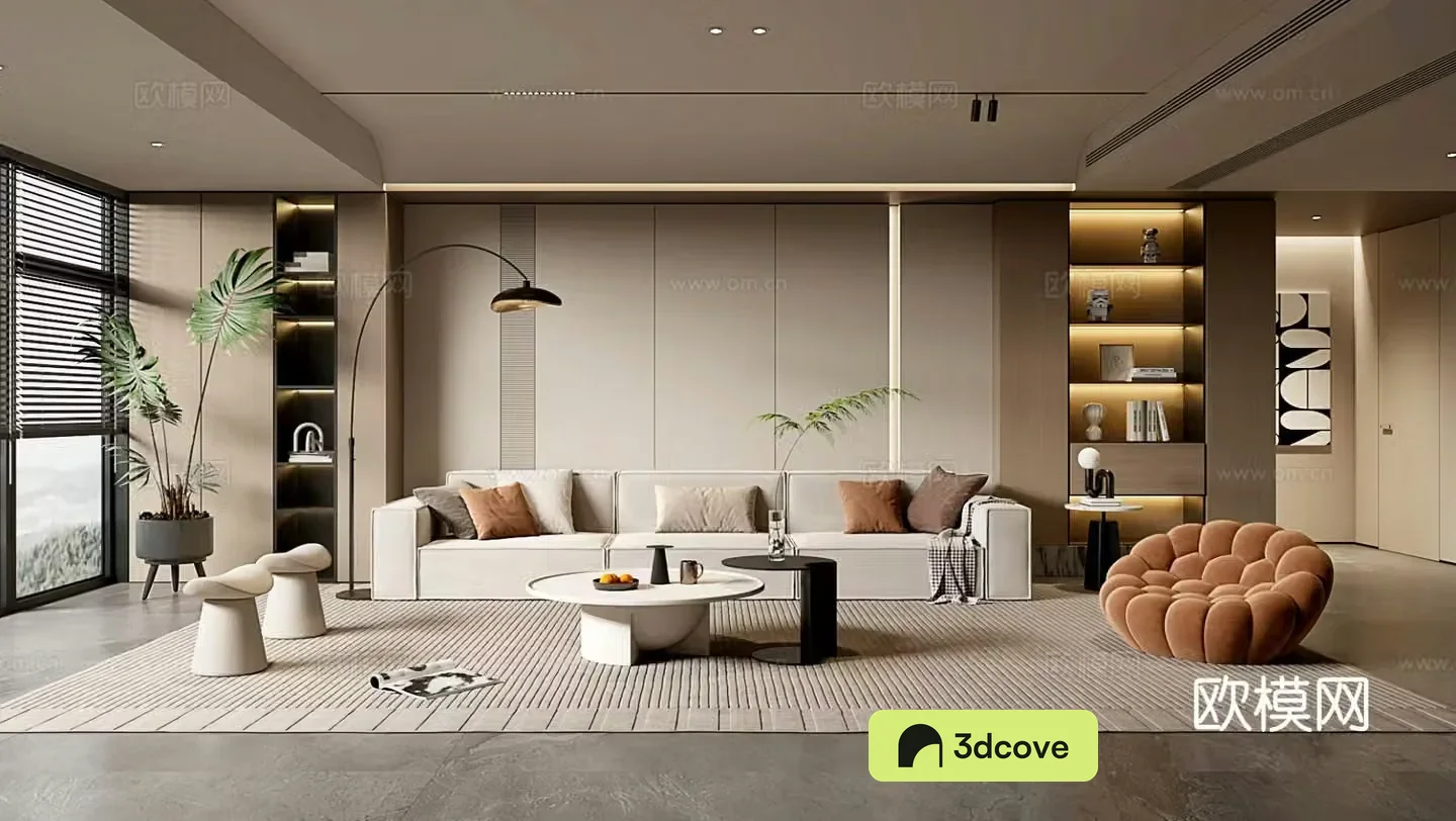 Modern style living room sofa combination 3d model