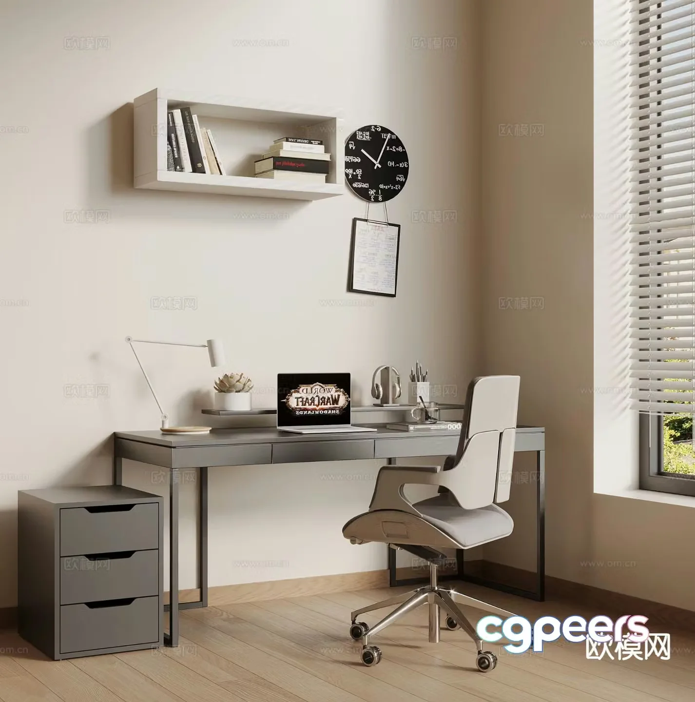 modern desk desk 3d model