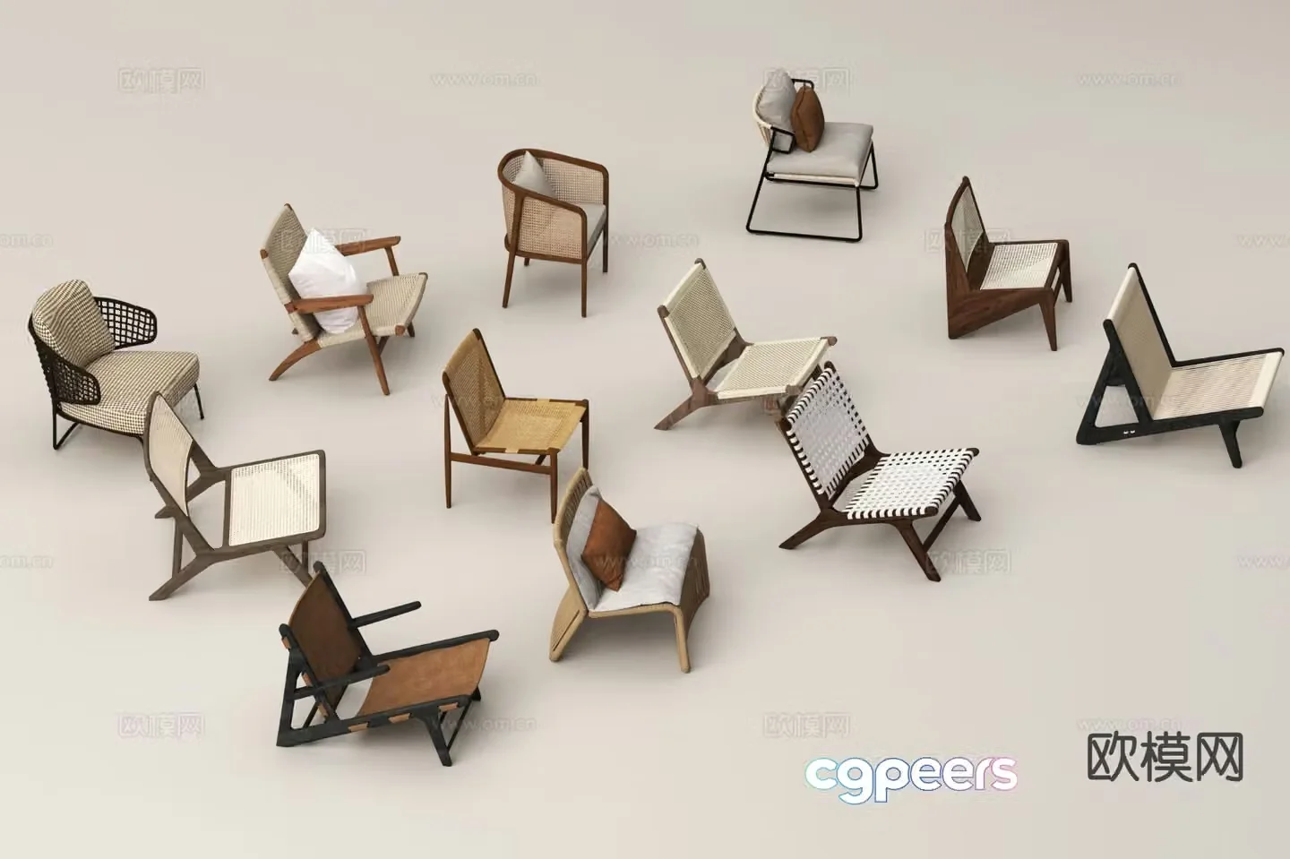 Wabi-sabi chair leisure chair 3d model