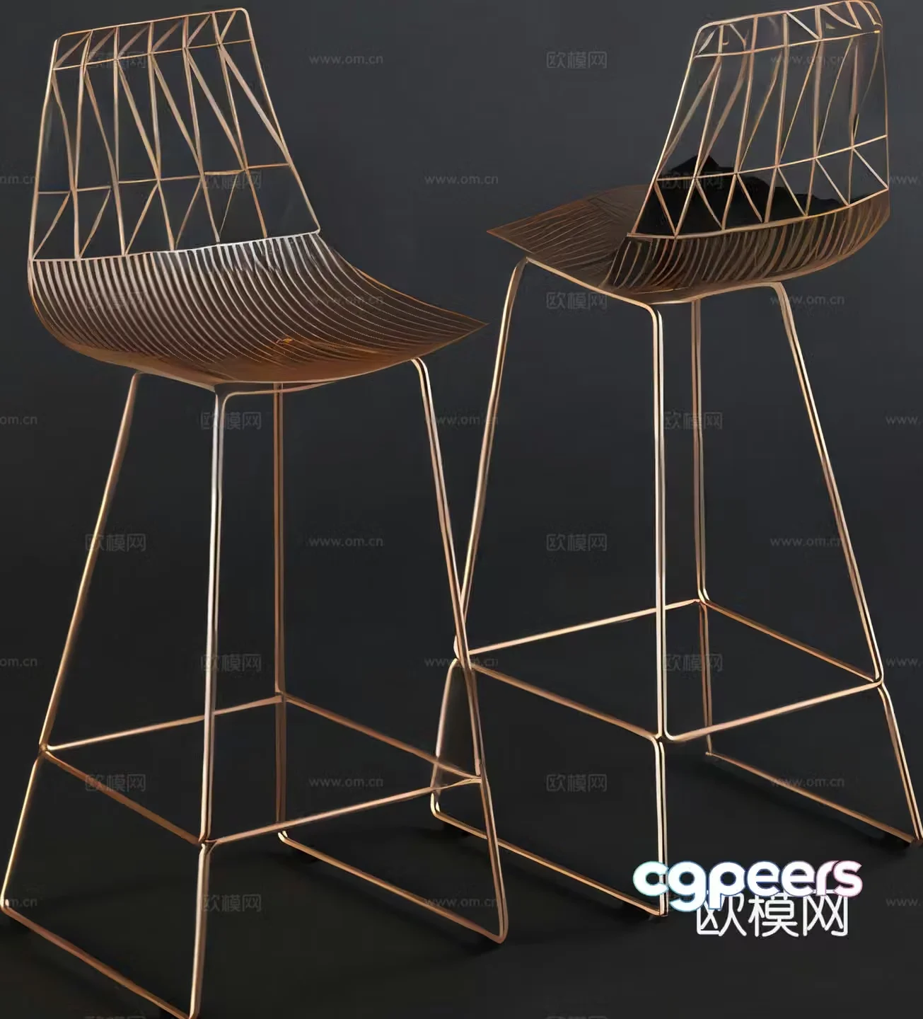 Industrial style bar stool metal hollow bar chair bar chair 3d model