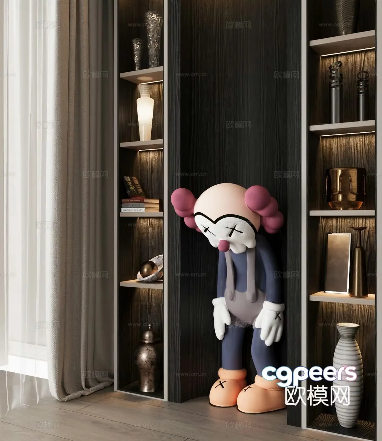 Modern display cabinet locker 3d model