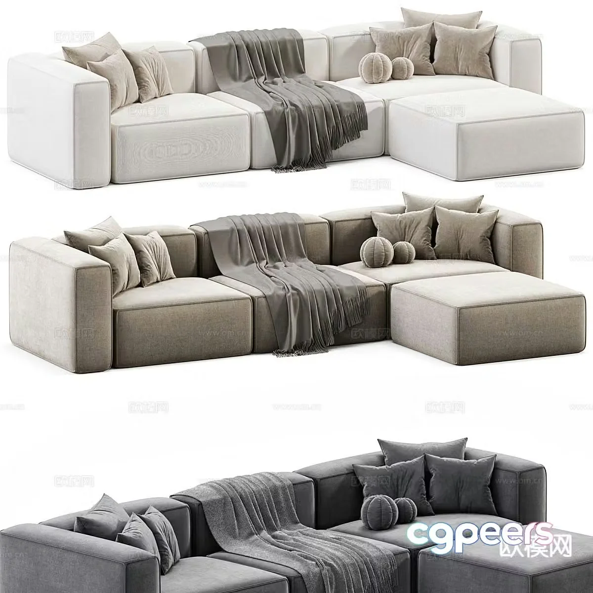 Modern multi-seater sofa 3d model