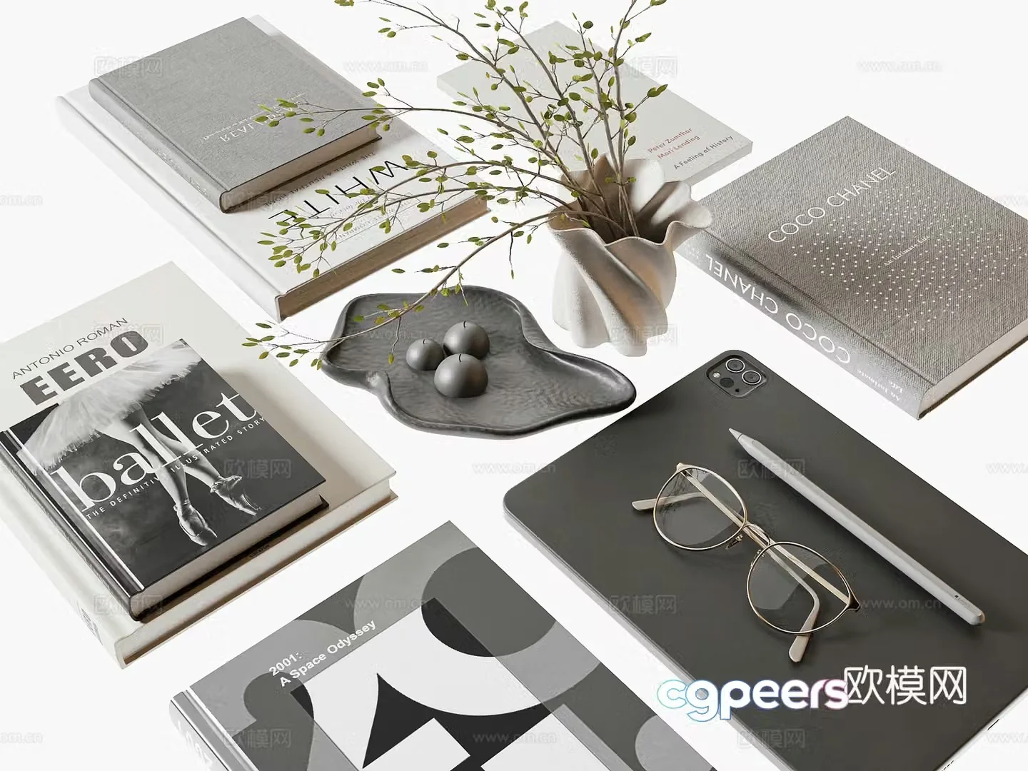 Modern book ornaments 3d model