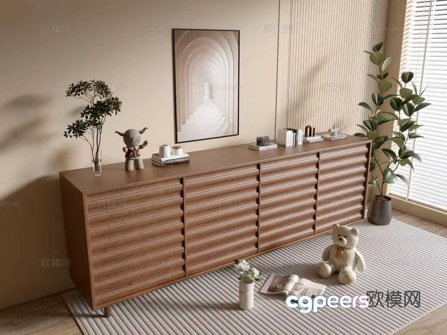 Wabi-sabi entrance cabinet 3d model