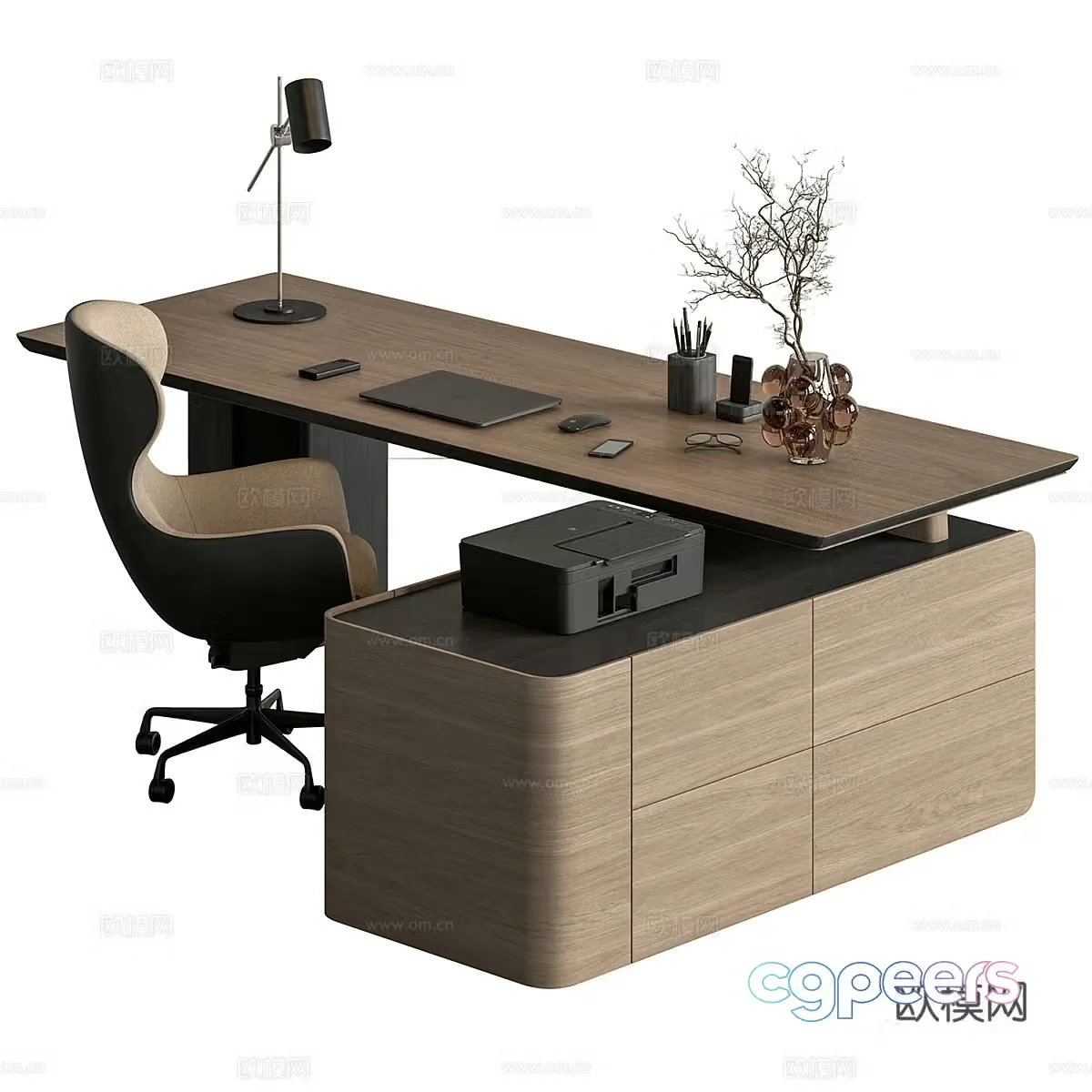 Modern desk desk executive desk boss desk 3d model