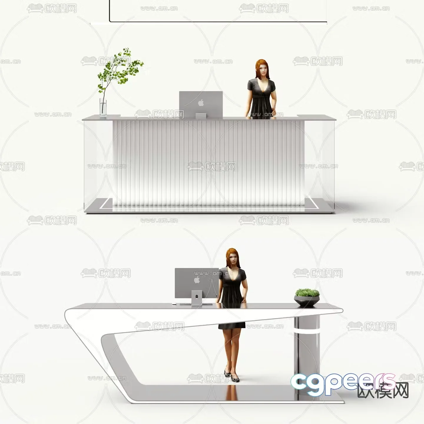 Front desk reception desk cashier 3d model