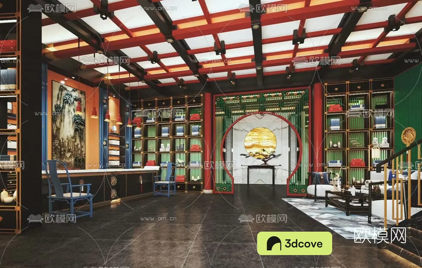 New Chinese style club front lobby