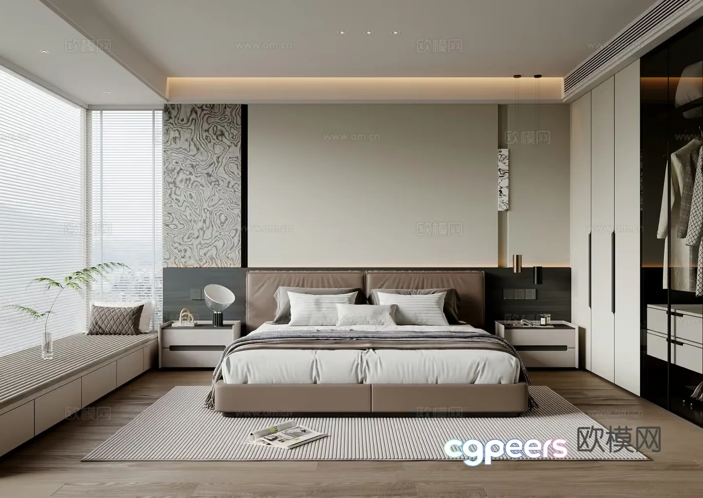 Cozy Modern Bedroom 3D Model – 7118 – VRAY Render