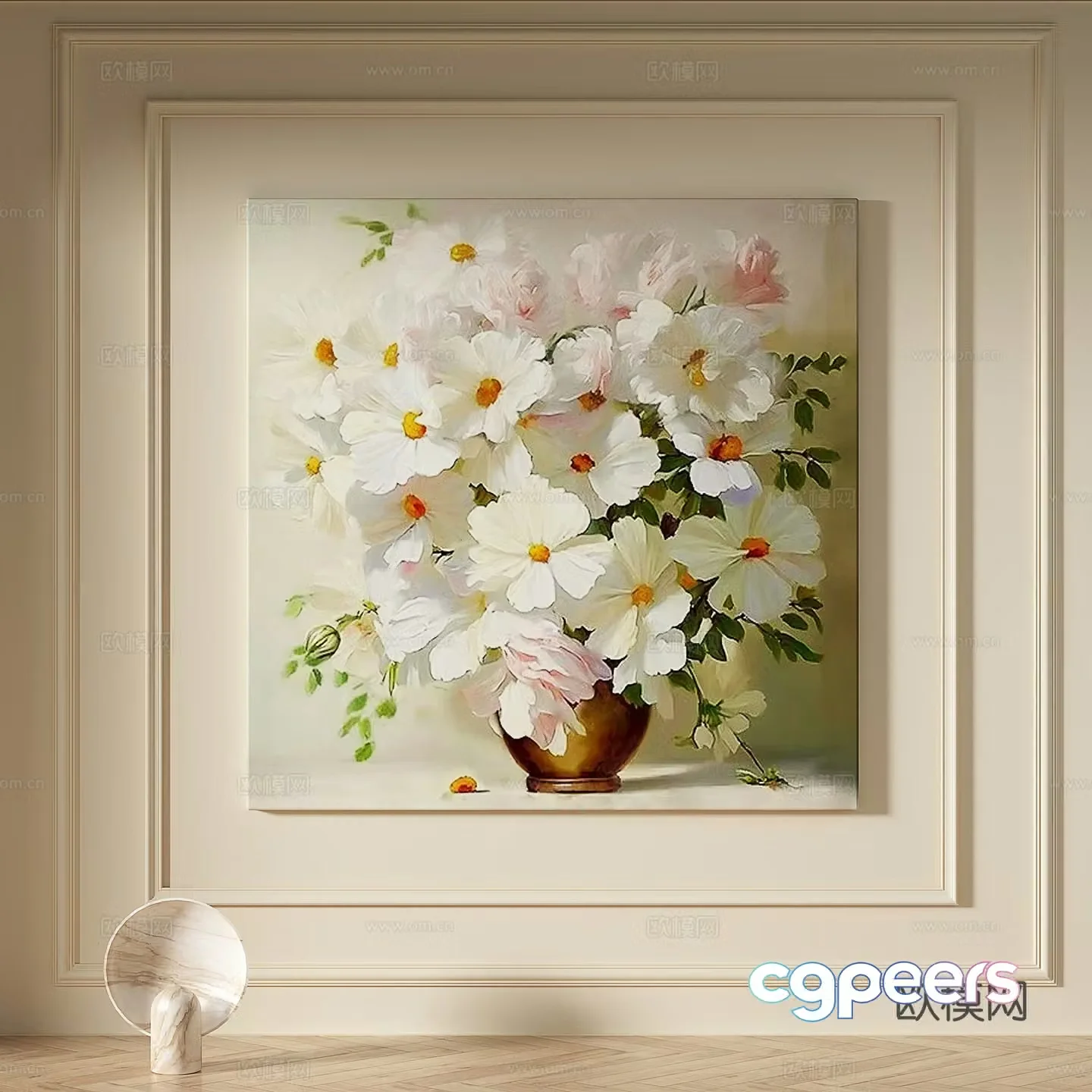 Modern creamy style simple texture abstract light luxury wasabi three-dimensional decorative painting 3d model