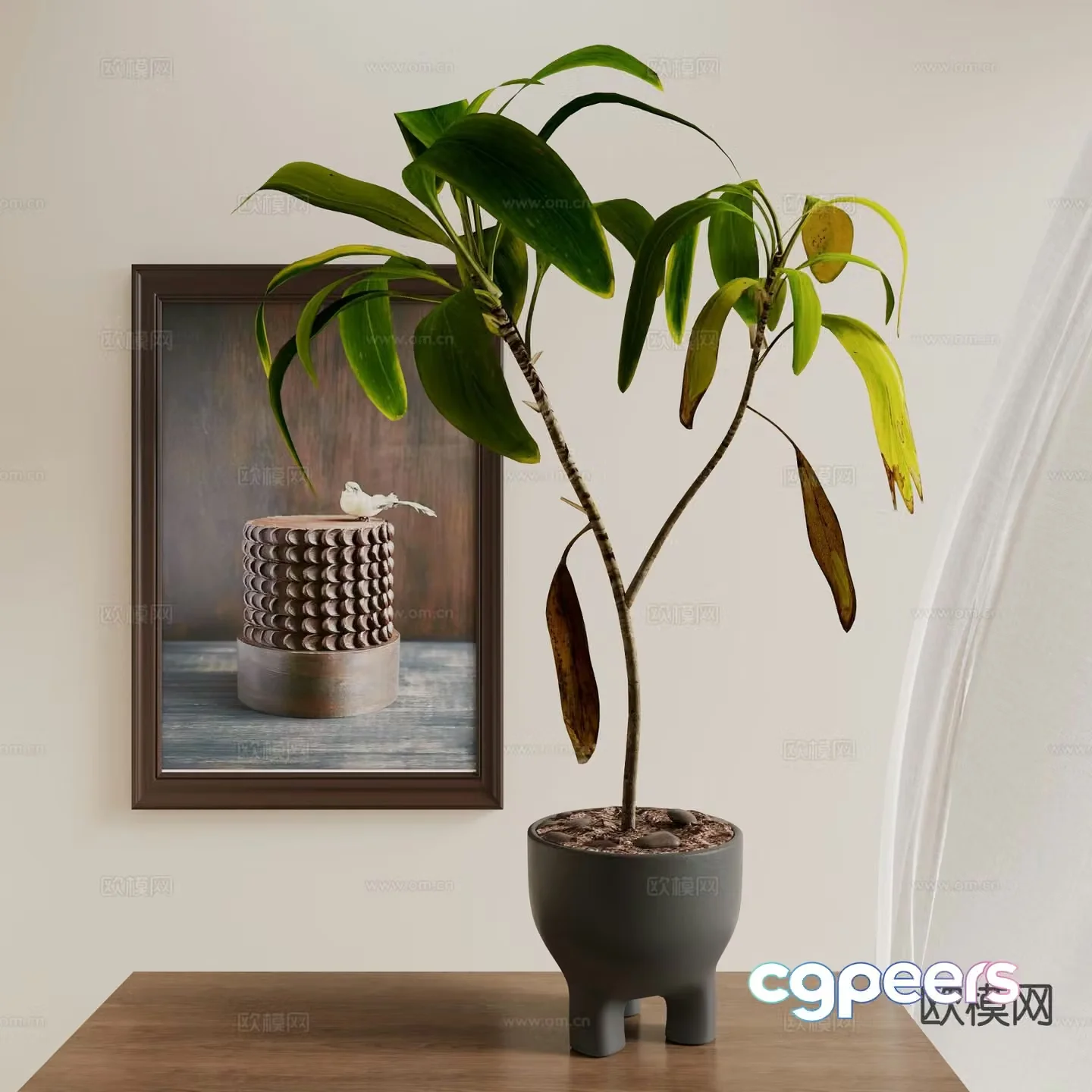 3D model of medieval green plant potted plants