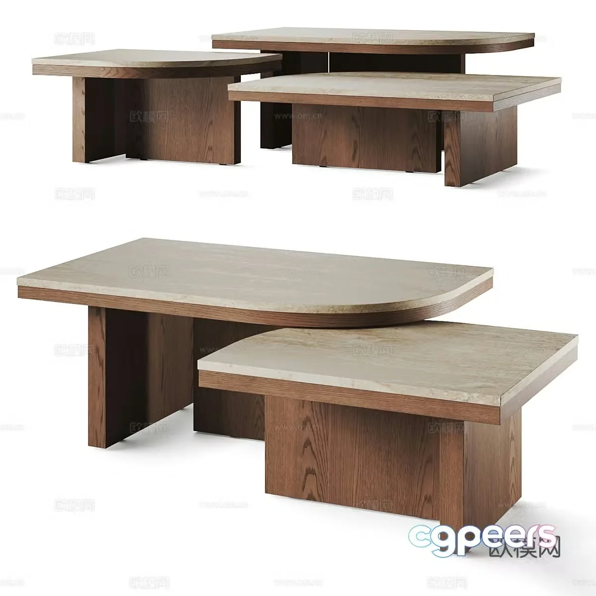 Modern Italian solid wood coffee table 3D model