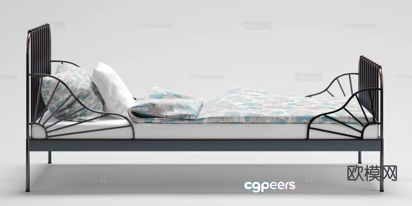 Industrial style single bed 3d model