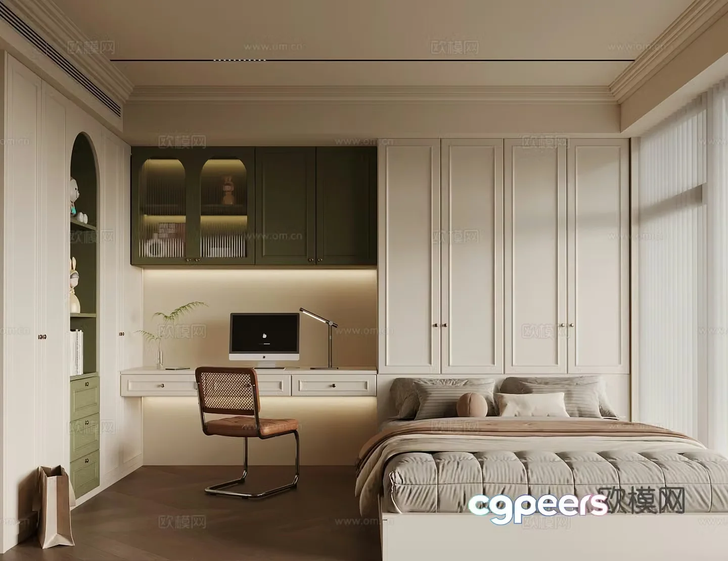 French tatami bedroom 3d model